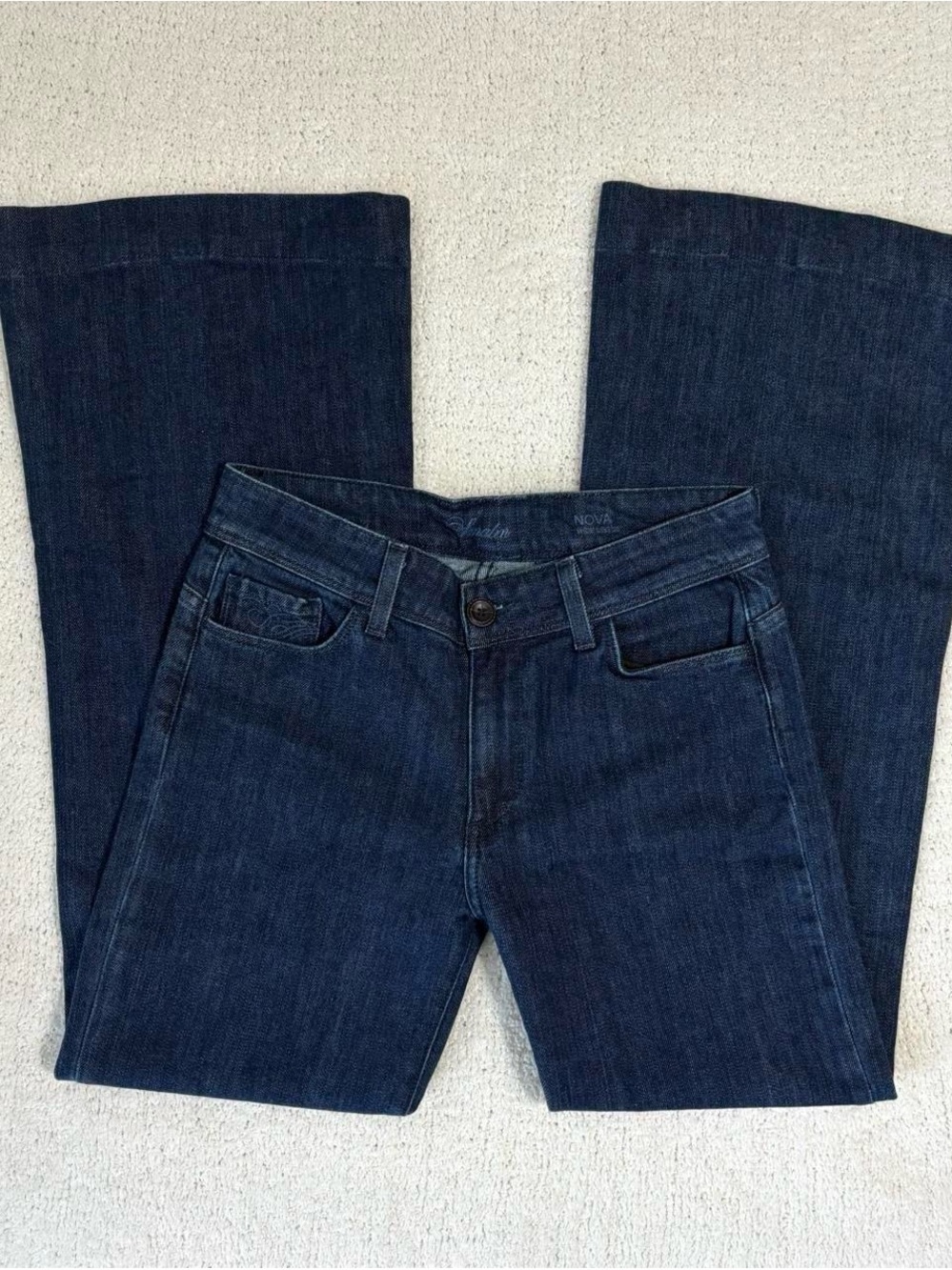 Y2K Small Town low rise flare wide leg dark wash jeans